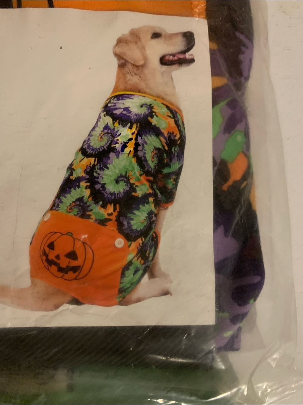 Celebrate! Day of the Dead Skull & Pumpkin Tie Dye Dog Pajama/Costume - Picture 3 of 4